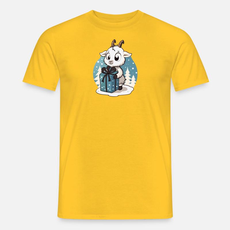 Mignon cadeau de déballage de chèvre - T-shirt homme - jaune