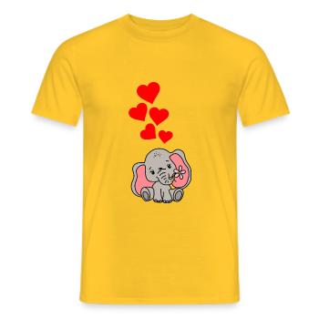 Elefant Herz Liebe - Männer T-Shirt - Gelb - Vorne - AI Model Male 178 dark (178cm)