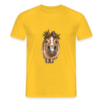 Illustrazione coccola del cavallo del piccolo cavallino - T-shirt uomo - giallo - Fronte - AI Model Male 178 dark (178cm)