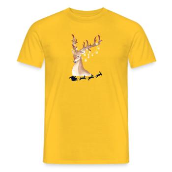 Lights deer in the winter forest - Men's T-Shirt - yellow - Front - AI Model Male 178 dark (178cm)