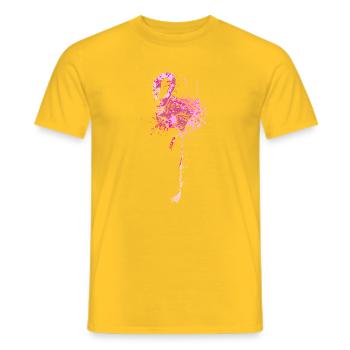 Flamingo Splash Art - Men's T-Shirt - yellow - Front - AI Model Male 178 dark (178cm)