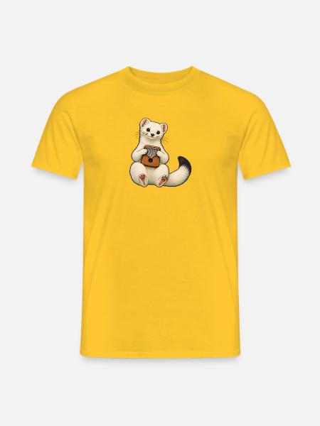 Hermelin spielt Kalimba - Männer T-Shirt - Gelb