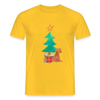 Chien de Noël - T-shirt homme - jaune - Devant - AI Model Male 178 dark (178cm)