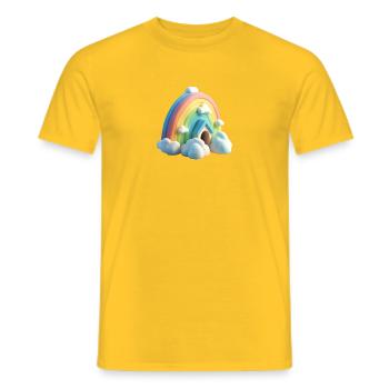 Rainbow with house - Men's T-Shirt - yellow - Front - AI Model Male 178 dark (178cm)