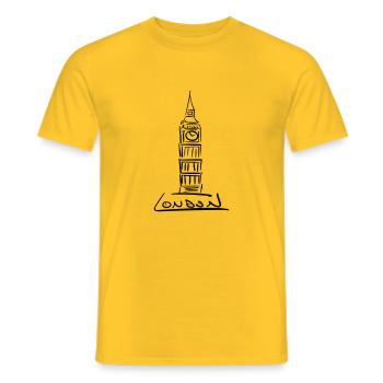 London Line Art - Minimalist - Men's T-Shirt - yellow - Front - AI Model Male 178 dark (178cm)