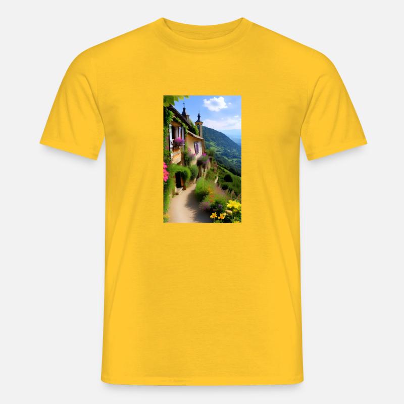 Mediterranes Bergdorf - Männer T-Shirt - Gelb