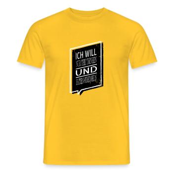 teetrinker miezekatze bibliothekar großkatze - Männer T-Shirt - Gelb - Vorne - AI Model Male 178 dark (178cm)