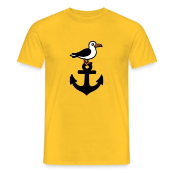 Anker Möwe Hafen - Men's T-Shirt - yellow - Front - AI Model Male 178 dark (178cm)