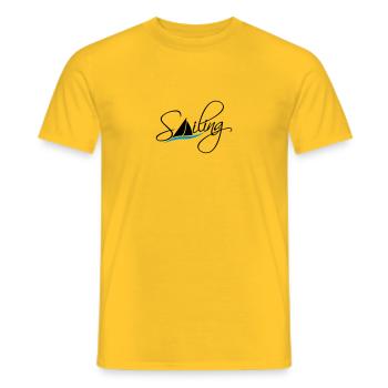 Sailing Logo Design - Men's T-Shirt - yellow - Front - AI Model Male 178 dark (178cm)