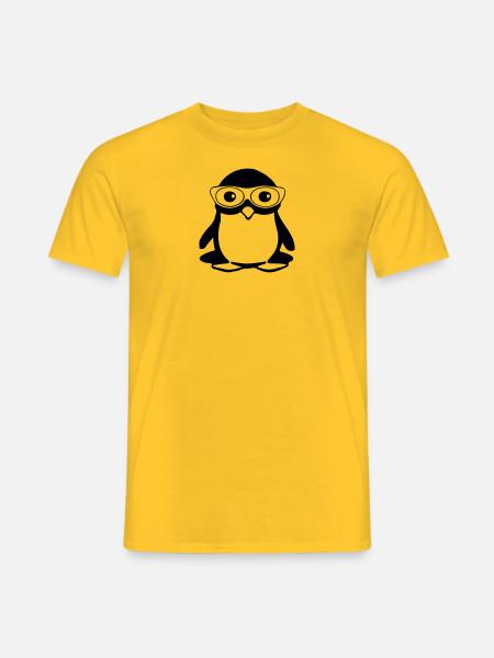Pinguin mit Brille, Vektor-Illustration - Männer T-Shirt - Gelb