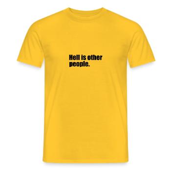 Die Hölle ist, dass andere Leute zitieren - Männer T-Shirt - Gelb - Vorne - AI Model Male 178 dark (178cm)