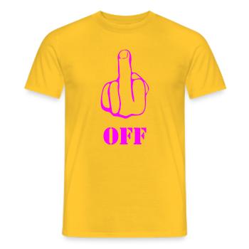 Pink Middlefinger Off. Fuck Off - Männer T-Shirt - Gelb - Vorne - AI Model Male 178 dark (178cm)