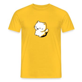Funny kawaii cat - Men's T-Shirt - yellow - Front - AI Model Male 178 dark (178cm)