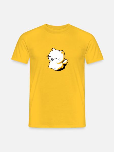 Funny kawaii cat - Men's T-Shirt - yellow