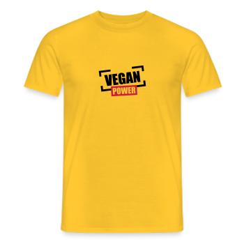 Vegan Power Stempel Logo - Männer T-Shirt - Gelb - Vorne - AI Model Male 178 dark (178cm)