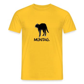 Katze Montag, schwarz - Männer T-Shirt - Gelb - Vorne - AI Model Male 178 dark (178cm)