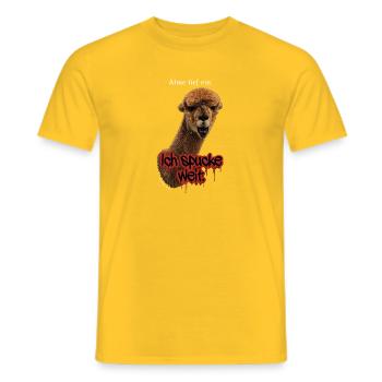 Alpaka "Ich spucke weit" - Männer T-Shirt - Gelb - Vorne - AI Model Male 178 dark (178cm)