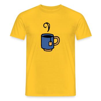 Tasse avec sachet de thé - T-shirt homme - jaune - Devant - AI Model Male 178 dark (178cm)