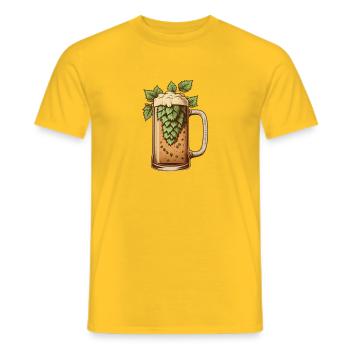 Houblon dans un verre à bière artisanale - T-shirt homme - jaune - Devant - AI Model Male 178 dark (178cm)