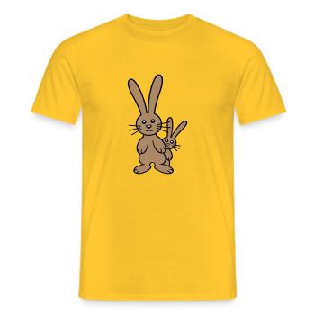 2 Hasen Kind versteckt Vater Zwei Kleinkind Mutter - Männer T-Shirt - Gelb - Vorne - AI Model Male 178 dark (178cm)