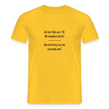 Wie schwäbisch bist du? Schwäbische Umfrage Shirt - Männer T-Shirt - Gelb - Vorne - AI Model Male 178 dark (178cm)