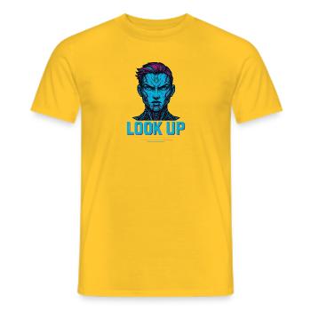 Futuristic robot look - Men's T-Shirt - yellow - Front - AI Model Male 178 dark (178cm)