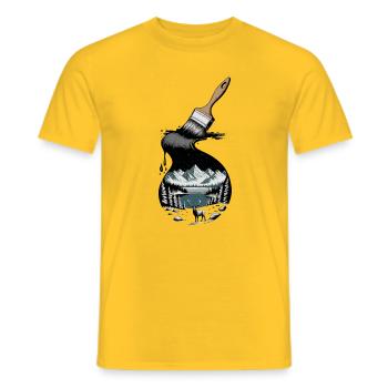  Magischer Hirsch Vor Bergsee In Winterlicher - Männer T-Shirt - Gelb - Vorne - AI Model Male 178 dark (178cm)