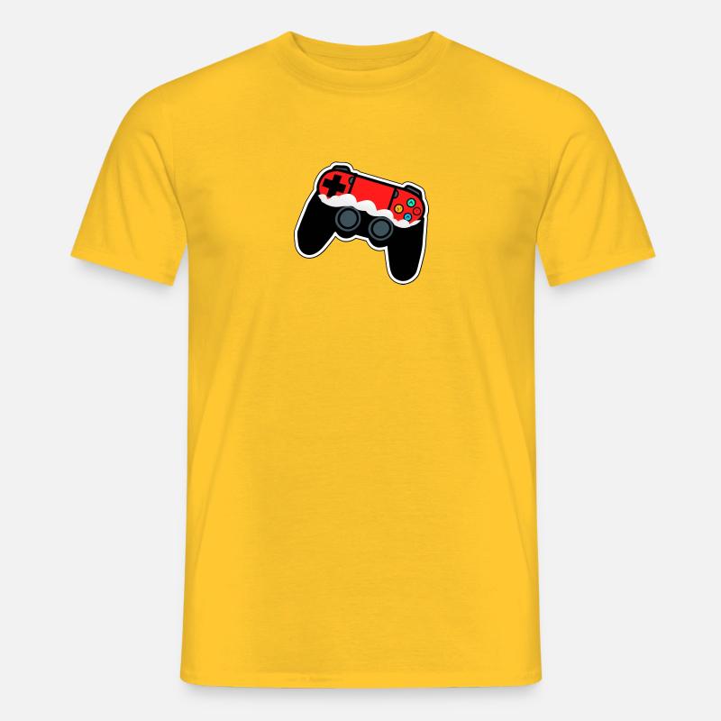 Roter und schwarzer Weihnachts-Gamecontroller - Männer T-Shirt - Gelb