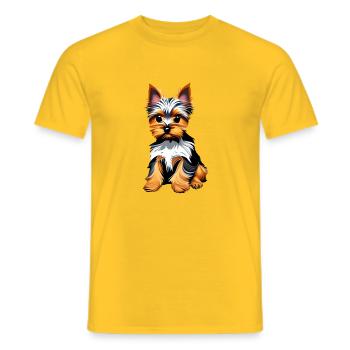 Chien Chiot Yorkshire Terrier Chien Propriétaire Chien - T-shirt homme - jaune - Devant - AI Model Male 178 dark (178cm)