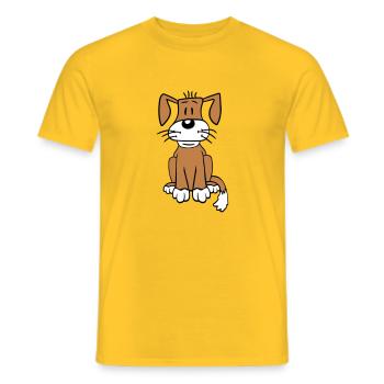 chien assis mignon petit chiot heureux animal de compagnie - T-shirt homme - jaune - Devant - AI Model Male 178 dark (178cm)