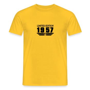 1957 Birthday - Men's T-Shirt - yellow - Front - AI Model Male 178 dark (178cm)