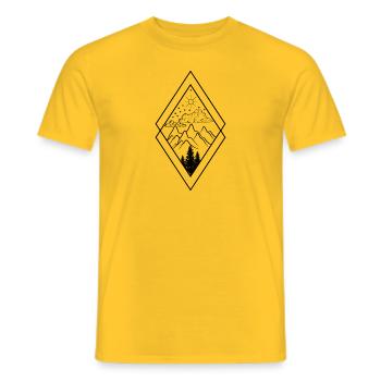 Nature Mountains in clouds illustration - Men's T-Shirt - yellow - Front - AI Model Male 178 dark (178cm)