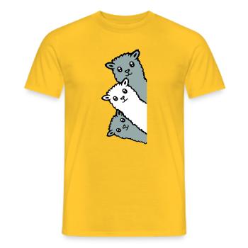 3 Alpagas Lamas Regardant Curieux Têtes D’animaux Joie - T-shirt homme - jaune - Devant - AI Model Male 178 dark (178cm)