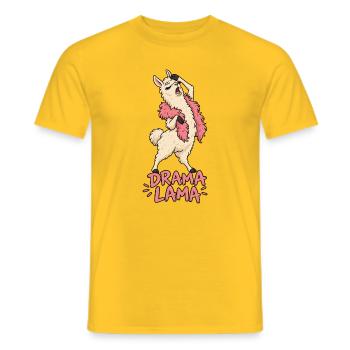 Drama Lama – Lustiges Lama mit pinker Federboa - Männer T-Shirt - Gelb - Vorne - AI Model Male 178 dark (178cm)