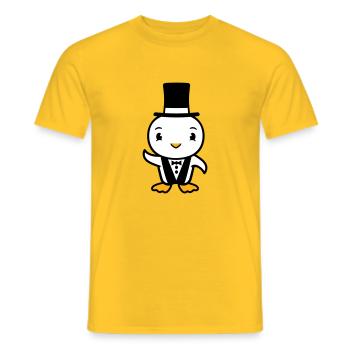 oiseau mari chapeau haut de forme costume mariage riche - T-shirt homme - jaune - Devant - AI Model Male 178 dark (178cm)