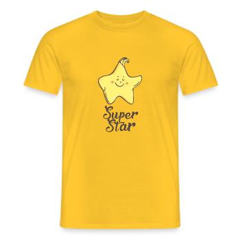 Star: Super star - T-shirt homme - jaune - Devant - AI Model Male 178 dark (178cm)