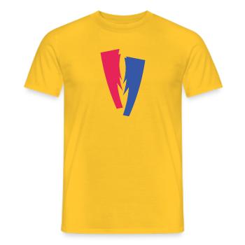 Farbduett aus Rot und Blau - Männer T-Shirt - Gelb - Vorne - AI Model Male 178 dark (178cm)