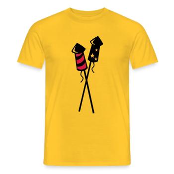 Fusées de feux d'artifice du nouvel an - Feu d'artifice du nouvel an - T-shirt homme - jaune - Devant - AI Model Male 178 dark (178cm)