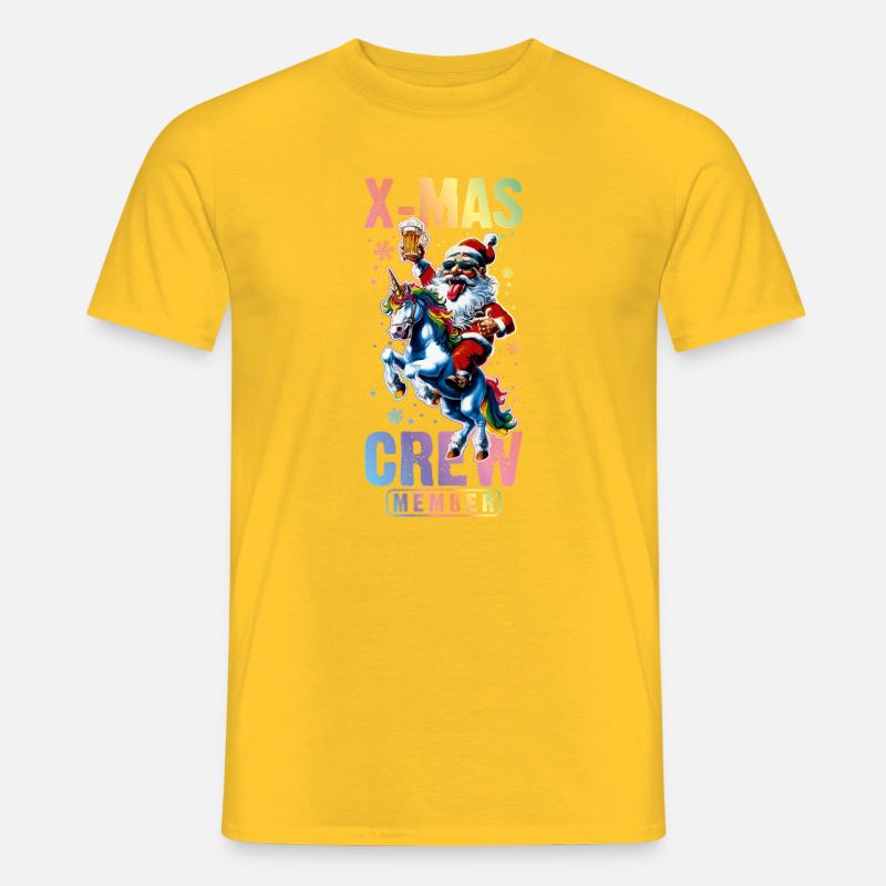 Weihnachts Crew Weihnachtsmann Einhorn - Männer T-Shirt - Gelb