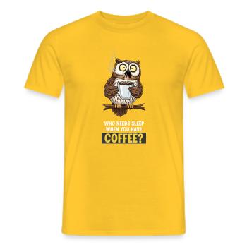 Coffee Owl - Men's T-Shirt - yellow - Front - AI Model Male 178 dark (178cm)