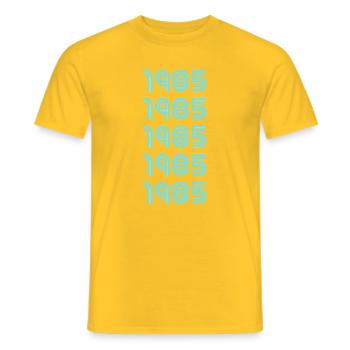 Year of birth 1985 - Men's T-Shirt - yellow - Front - AI Model Male 178 dark (178cm)