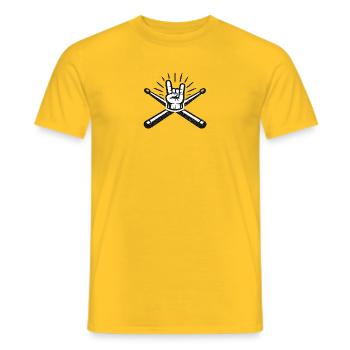 Drumming is Life - Männer T-Shirt - Gelb - Vorne - AI Model Male 178 dark (178cm)