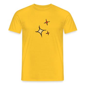 Asterisk. Three colorful stars, hand-drawn. - Men's T-Shirt - yellow - Front - AI Model Male 178 dark (178cm)