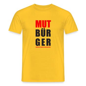 Mutbürger - Ansprechen Anpacken Zukunft gestalten - Männer T-Shirt - Gelb - Vorne - AI Model Male 178 dark (178cm)