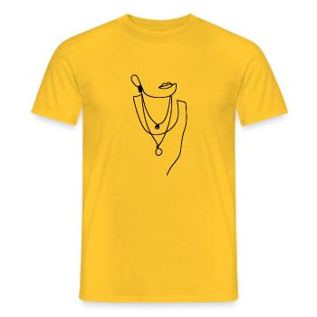 Women Line Art - Men's T-Shirt - yellow - Front - AI Model Male 178 dark (178cm)