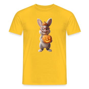 Herzaugen Brille Hase Harry  mit Halloween-Kürbis  - Männer T-Shirt - Gelb - Vorne - AI Model Male 178 dark (178cm)