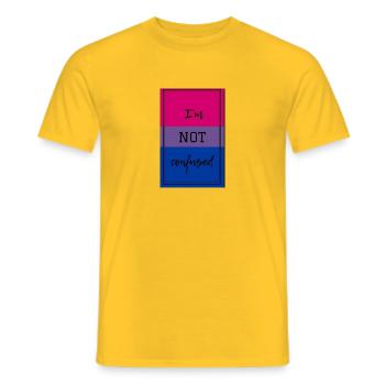 Marchandise de fierté bisexuelle «Je ne suis pas confus» - T-shirt homme - jaune - Devant - AI Model Male 178 dark (178cm)