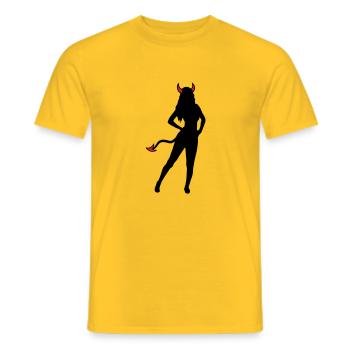Devil Hot Girl - Men's T-Shirt - yellow - Front - AI Model Male 178 dark (178cm)