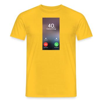 40ème anniversaire appel téléphonique appel - T-shirt homme - jaune - Devant - AI Model Male 178 dark (178cm)
