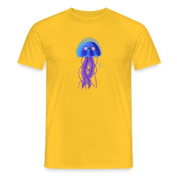 Lächelnde Qualle im Meeresblau - Männer T-Shirt - Gelb - Vorne - AI Model Male 178 dark (178cm)